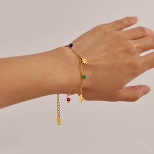 1 Piece Polychrome Series Eight-pointed Star Stainless Steel Gold Color Women's Charm Bracelets h5 Picture5