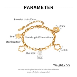 1 Piece Modern Series Classic Flower Stainless Steel Gold Color Women's Charm Bracelets h5 Picture8