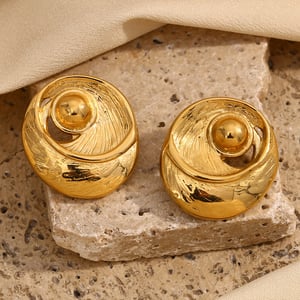 1 Pair Classic Series Retro Geometric Stainless Steel   Gold Color  Women's Stud Earrings h5 Picture8