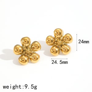 1 Pair Charming Series Chic Flower Shape Stainless Steel Gold Color Women's Earrings Set h5 Picture4