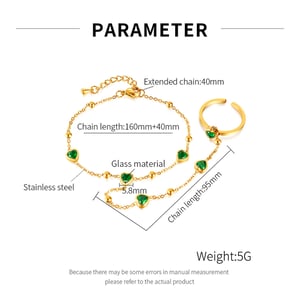 1 Stück Simple Series Daily Heart Edelstahl Goldfarben Glas Damen Kettenarmbänder h5 Bild8
