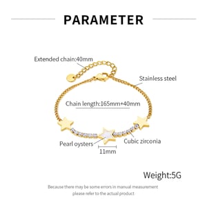 1 Piece Classic Series Daily Star Shape Stainless Steel Gold Color Women's Chain Bracelets h5 Picture8