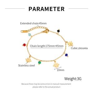 1 Piece Polychrome Series Eight-pointed Star Stainless Steel Gold Color Women's Charm Bracelets h5 Picture7