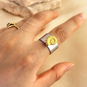 1 Piece Trendy Series Beach Shell Stainless Steel Gold & Silver Color Women's Adjustable Rings h5 Picture4