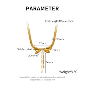 1 Piece Simple Series Daily Bow Knot Stainless Steel   Gold Color  Women's Pendant Necklaces h5 Picture7