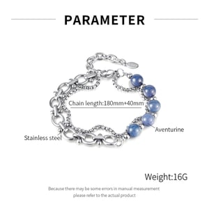 gk halka paslanmaz çelik aventurin kuvars erkek zincir bileklikler h5 Resim7