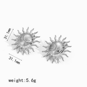 1 Pair Charming Series Delicate Sun Shape Stainless Steel Gold Color Women's Earrings Set h5 Picture8
