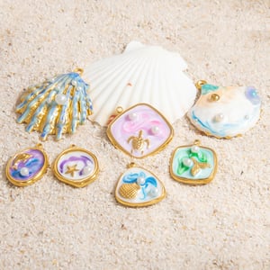 1 Piece Romantic Series Vacation Beach Marine Elements Oil- Glazing Stainless Steel Gold Color Shell Women's Pendants h5 Picture5