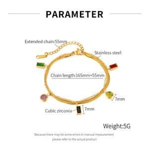 1 Piece Gorgeous Series Daily Rectangular Pendant Stainless Steel Gold Color Women's Chain Bracelets h5 Picture8