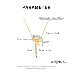 1 Piece Simple Series Daily Bow Knot Stainless Steel   Gold Color  Women's Pendant Necklaces h5 Picture7