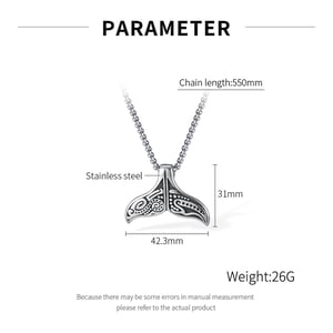 Collares colgantes elegantes de acero inoxidable con forma de cola de pez para hombre h5 Imagen7