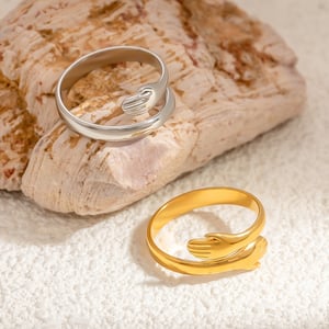 1 Piece Romantic Series Edgy Hug Figure Stainless Steel Gold Color Women's Adjustable Rings h5 Picture7