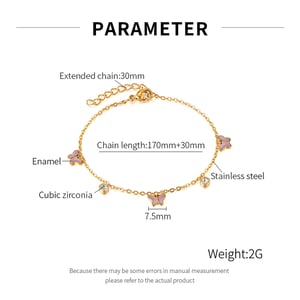 1 Piece Elegant Series Daily Purple Butterfly Stainless Steel Gold Color Women's Charm Bracelets h5 Picture8