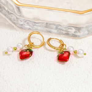 1 Paar romantische Serie Urlaub Pflanze Edelstahl Gold Farbe Glas Damen Tropfen Ohrringe h5 Bild10