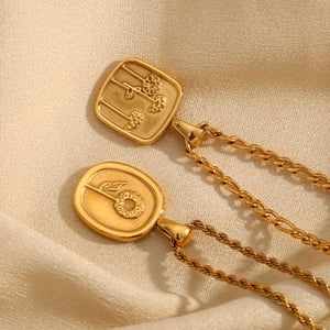 1 Piece Romantic Series Natural Flower Stainless Steel   Gold Color  Women's Pendant Necklaces h5 Picture6