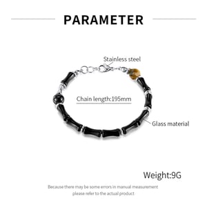 Siyah Akik Boncuk Paslanmaz Çelik Erkek Zincir Bileklikler h5 Resim7