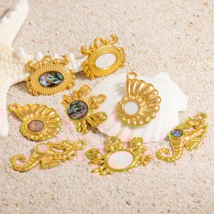 1 Piece Classic Series Delicate Marine Organism Shape Conch Stainless Steel Gold Color Women's Pendants h5 Picture6
