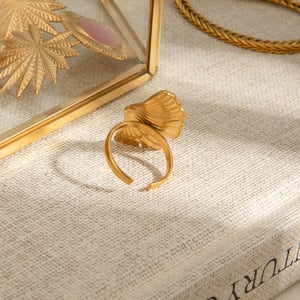 1 Stück Romantische Serie Natürliche Pflanze Edelstahl Gold Farbe Damen verstellbare Ringe h5 Bild5