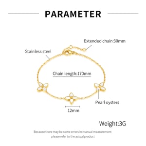 1 Piece Classic Series Exquisite Flower Stainless Steel Gold Color Shell Women's Chain Bracelets h5 Picture8