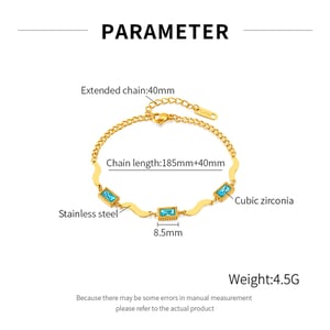 1 Stück Simple Series Tägliche geometrische Edelstahl Goldfarbe Zirkon Damen Kettenarmbänder h5 Bild9