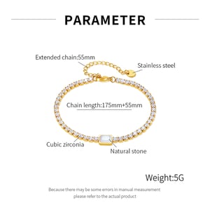 1 Piece Stylish Series Daily Rectangular Stainless Steel Gold Color Women's Chain Bracelets h5 Picture8