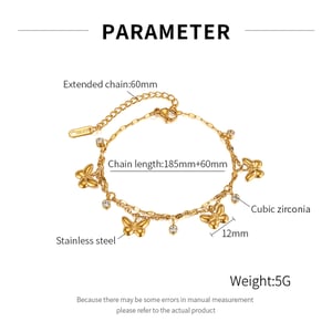 1 Piece Exquisite Series Butterfly Stainless Steel Double-layer Gold Color Women's Charm Bracelets h5 Picture8