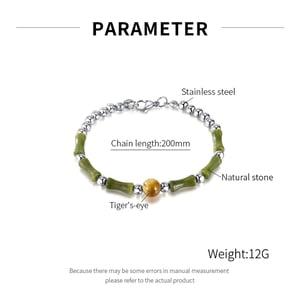 Pulseras de cadena de acero inoxidable para hombre con piedras naturales y patchwork diario h5 Imagen7