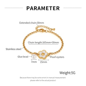 1 Piece Elegant Series Simple Flower Stainless Steel Gold Color Women's Charm Bracelets h5 Picture8