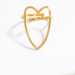 1 Piece Romantic Series Edgy Heart Shape Sentimental  Stainless Steel Gold Color Women's Adjustable Rings h5 Picture9
