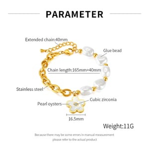 1 Piece Fashionable Series Daily Flower Stainless Steel Gold Color Women's Charm Bracelets h5 Picture8