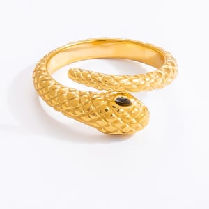 1 Piece Luxurious Series Retro Snake Shape Designable Stainless Steel Gold Color Women's Single Rings h5 Picture9