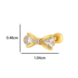1 Piece Shinning Bow Knot Titanium Steel Zircon Women's Stud Earrings h5 Picture2
