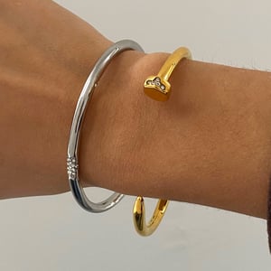 1 Piece Modern Series Classic Annular Nail Stainless Steel Gold Color Women's Bangles h5 Picture7