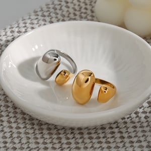1 Piece Simple Series Irregular Oval Shape Stainless Steel Gold Color Women's Single Rings h5 Picture7