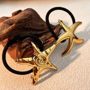 1 piece classic style all-match  beach starfish stainless steel gold color women's hair bobbles h5 Picture4
