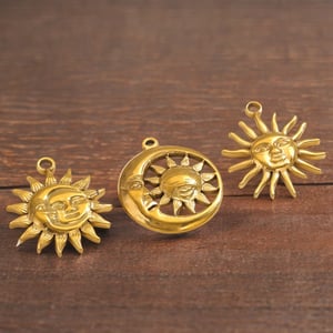 1 paio di pendenti da donna placcati in oro , serie semplice, retrò, sole/luna h5 Immagine3
