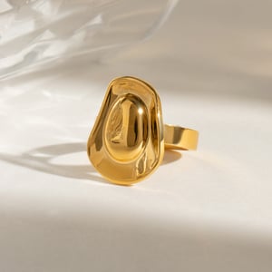 1 pair simple series elegant line stainless steel  gold plated women single rings h5 Picture4
