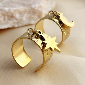 1 Stück Simple Series Simple Sonne/Mond Edelstahl Goldfarben Damen Verstellbare Ringe h5 Bild4