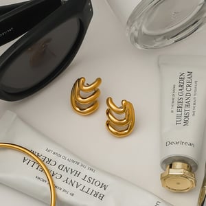 1 Pair Designable Series Minimalist Annular Line Stainless Steel Gold Color Women's Stud Earrings h5 Picture9