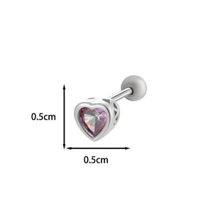 1 Piece Classic Heart Copper Zircon Women's Piercing Earrings h5 Picture2