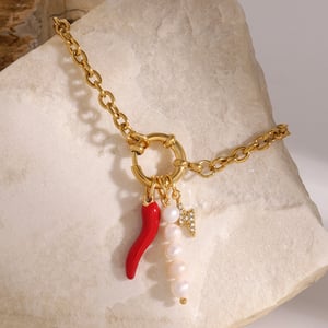1 stuk eenvoudige serie casual plant roestvrij staal  verguld kunstmatige parel dames bedelarmbanden h5 Afbeelding3