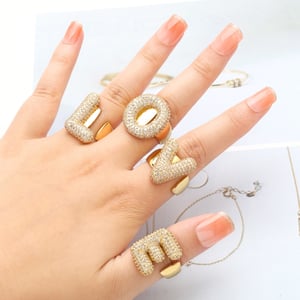 1 Piece Stylish Series Classic Casual Letter Copper Gold Color Stainless Steel Women's Adjustable Rings h5 Picture4
