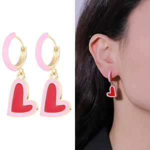 1 Set Romantic Series Fashionable Heart Shape Gold Color Alloy Lightweight Women's Earrings Set h5 Picture4