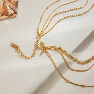 1 stück klassische serie elegante geometrische edelstahl  vergoldet damen layered halsketten h5 Bild3