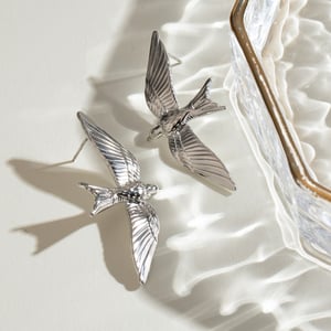 1 pair classic series elegant bird stainless steel  gold plated women stud earrings h5 Picture3