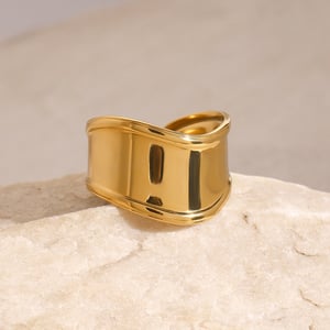 1 Piece Simple Series Irregular Annular Shape Stainless Steel Gold Color Women's Single Rings h5 Picture5