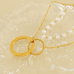 1 Piece Simple Series Love Annular Stainless Gold Color Women's Pendant Necklace h5 Picture5
