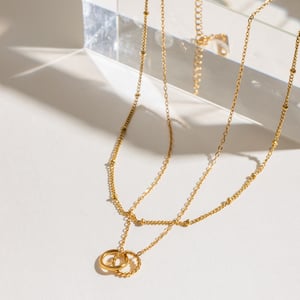 1 Stück Simple Series Einfache ringförmige Edelstahl 18 Karat vergoldete Damen-Mehrfachketten h5 Bild4