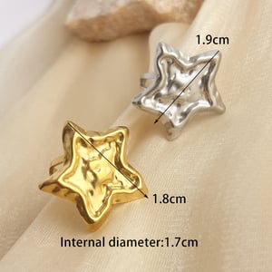 1 stuk Simple Series Retro Star roestvrij staal goudkleurige verstelbare ringen voor dames h5 Afbeelding6