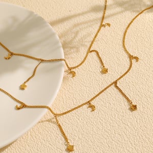 1 piece simple series simple sun/moon stainless steel  gold plated women pendant necklaces h5 Picture3